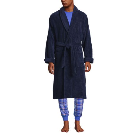i-Smalls Mens Hooded Soft Fleece Bath Robe Dressing Gown with Eye Mask 