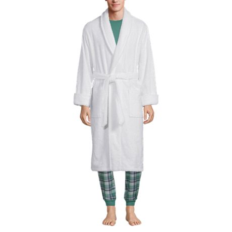 Lands' End Men's Turkish Terry Cloth Robe Calf Length with Pockets 