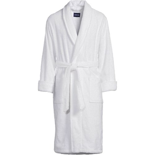 Lands End Mens Turkish Terry Cloth Robe Calf Length with Pockets 