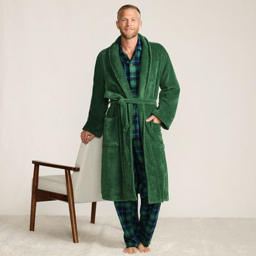 Turkish Terry Bath Robe, Men, size: S, regular, Green, Cotton, by Lands' End