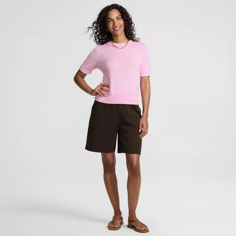 Women's Petite Sport Knit High Rise Shorts, alternative image