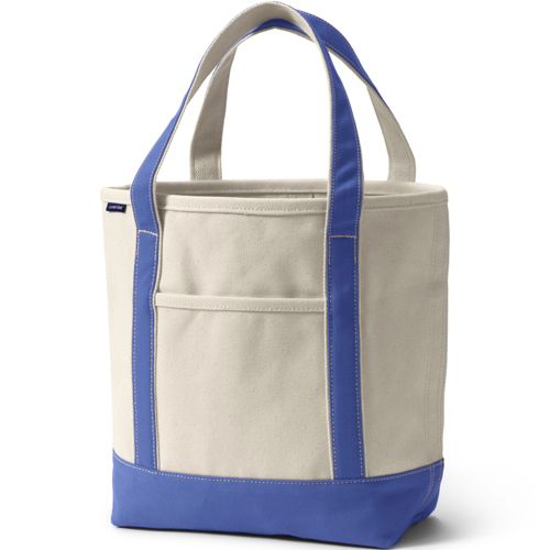 NEW Lands End Medium Zip Top Canvas Tote in Blue Ombre