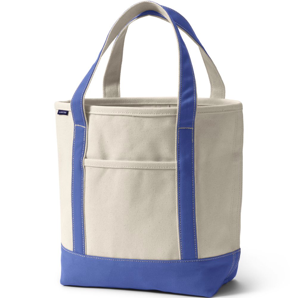 Natural Open Top Canvas Tote Bag - Natural/True Blue - One Size