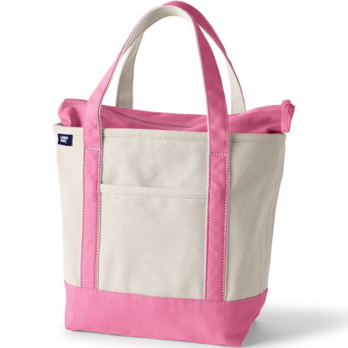 Natural Zip Top Canvas Tote Bag | Lands' End Business Uniforms