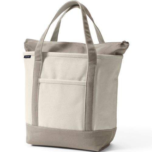 Natural Zip Top Canvas Tote Bag