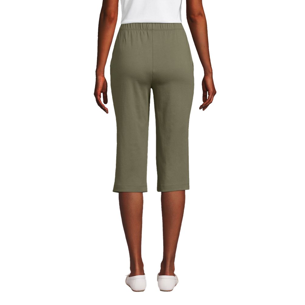 Elastic waist 2024 capris with pockets