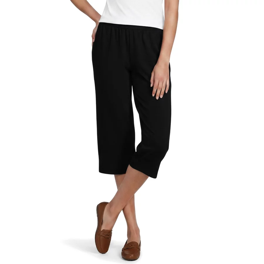 Women's Sport Knit High Rise Elastic Waist Capri Pants view 2
