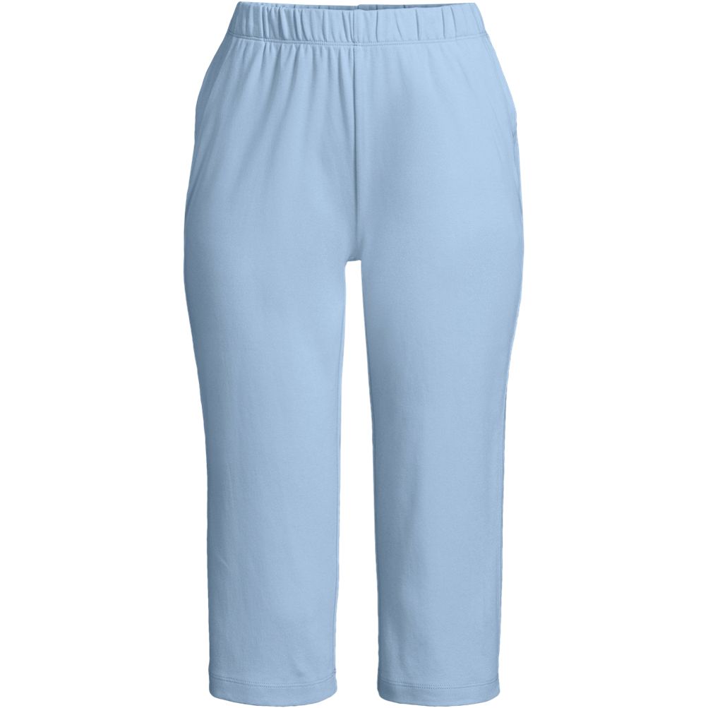 Women's Sport Knit High Rise Elastic Waist Pull On Capri Pants