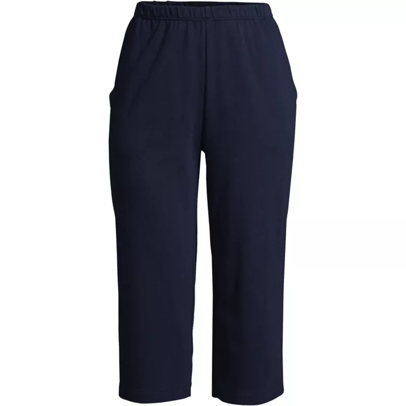 Women's Plus Size Sport Knit High Rise Elastic Waist Capri Pants, Front