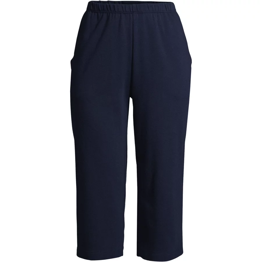 Women's Sport Knit High Rise Elastic Waist Capri Pants