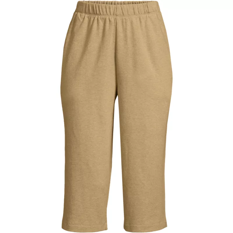 Women's Sport Knit High Rise Elastic Waist Capri Pants, Front