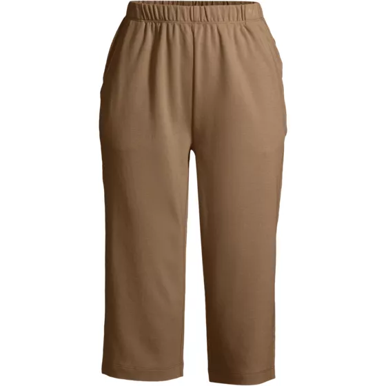 Women's Plus Size Sport Knit High Rise Elastic Waist Capri Pants - primary