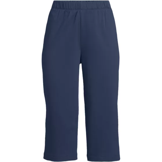 Women's Petite Sport Knit High Rise Elastic Waist Capri Pants - primary