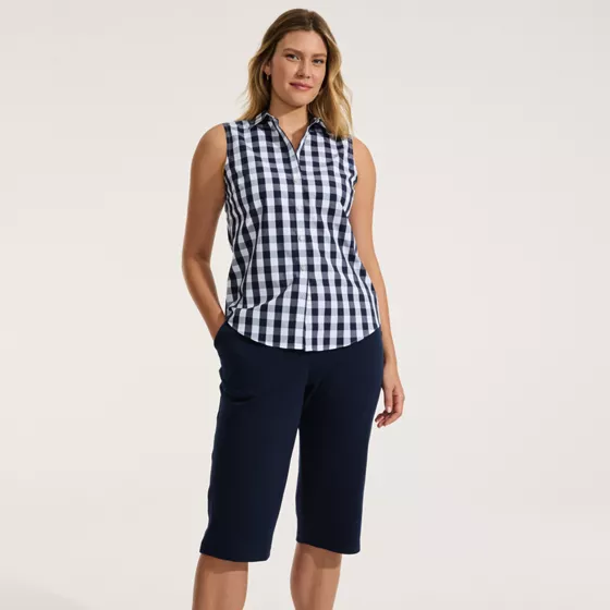 Women's Sport Knit High Rise Elastic Waist Capri Pants - primary