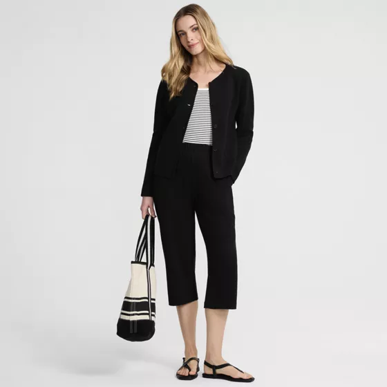 Women's Sport Knit High Rise Elastic Waist Capri Pants - primary