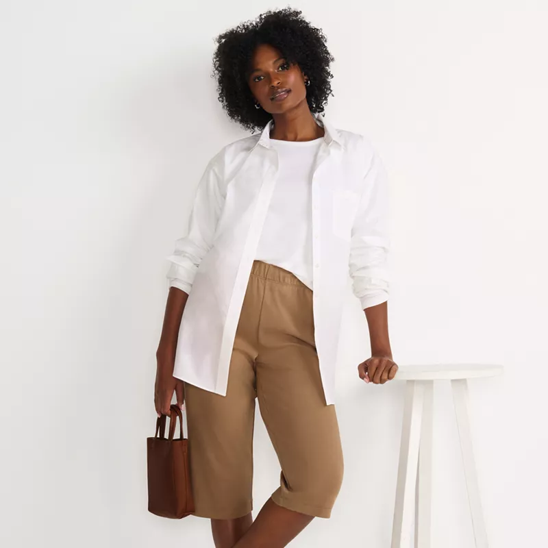 Women's Sport Knit High Rise Elastic Waist Capri Pants, alternative image