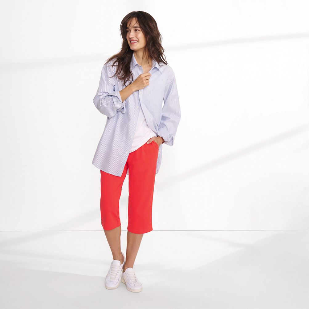 Women's Petite Sport Knit High Rise Elastic Waist Capri