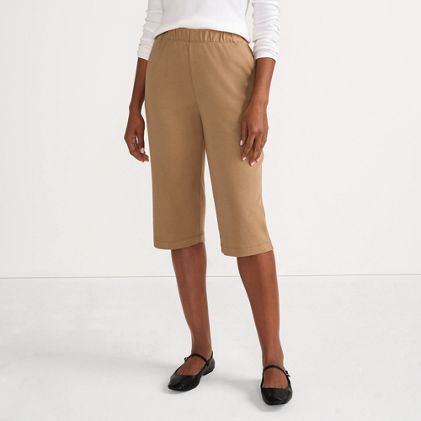 Women's Sport Knit High Rise Elastic Waist Capri Pants - image 2