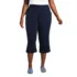 Women's Plus Size Sport Knit High Rise Elastic Waist Capri Pants, Front
