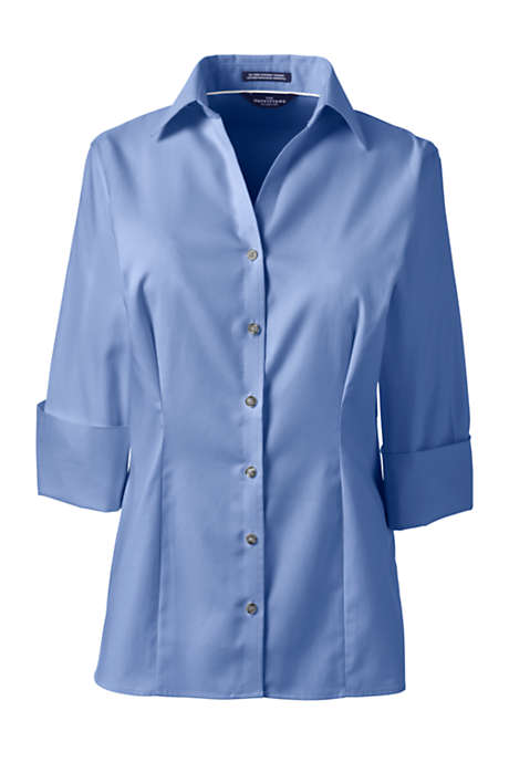 Women's 3/4 Sleeve Splitneck No Iron Pinpoint Shirt