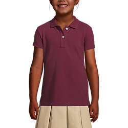 Little Girls Short Sleeve Feminine Fit Mesh Polo Shirt, Front