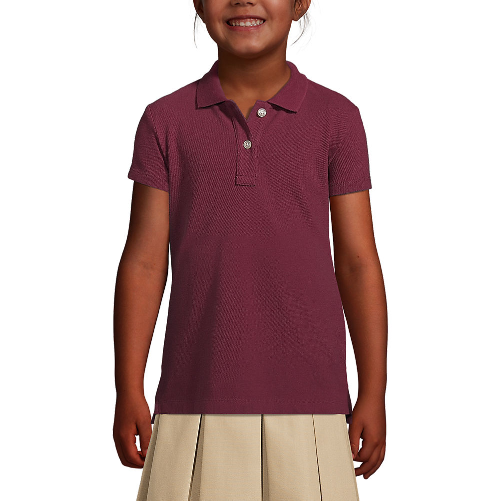 Petulance Chap Motley School Uniform Little Girls Short Sleeve Feminine Fit Mesh Polo Shirt |  Lands' End