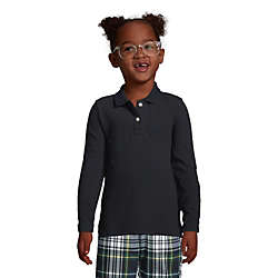 School Uniform Girls Long Sleeve Feminine Fit Mesh Polo Shirt, Front