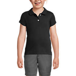 Lands' End School Uniform Girls Short Sleeve Feminine Fit Interlock Polo Shirt 