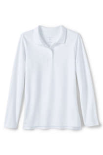 School Uniform Girls Long Sleeve Feminine Fit Interlock Polo Shirt, Front
