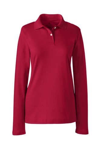 womens red long sleeve polo shirt