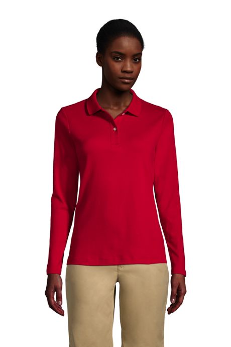 US 8, Red Womens Long Sleeve T Shirts Casual Polo Tee V Neck Tops