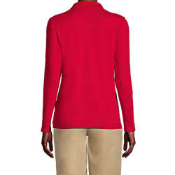 Women's Long Sleeve Feminine Fit Interlock Polo Shirt, Back
