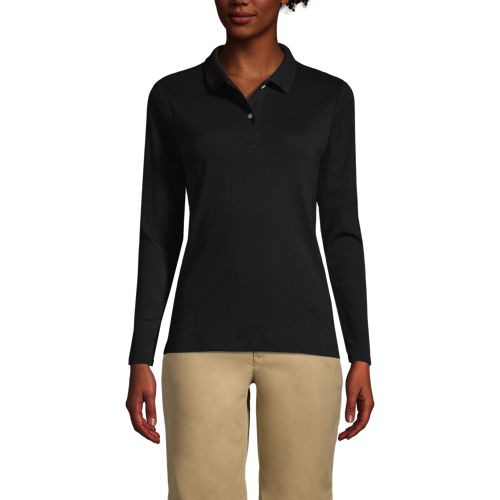 Ladies black long sleeve polo outlet shirt