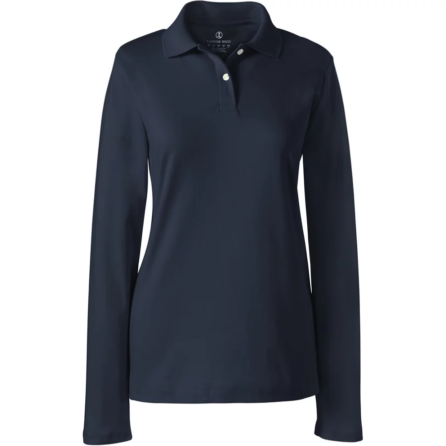 School Uniform Girls' Long Sleeve Feminine Fit Interlock Polo Shirt view 1