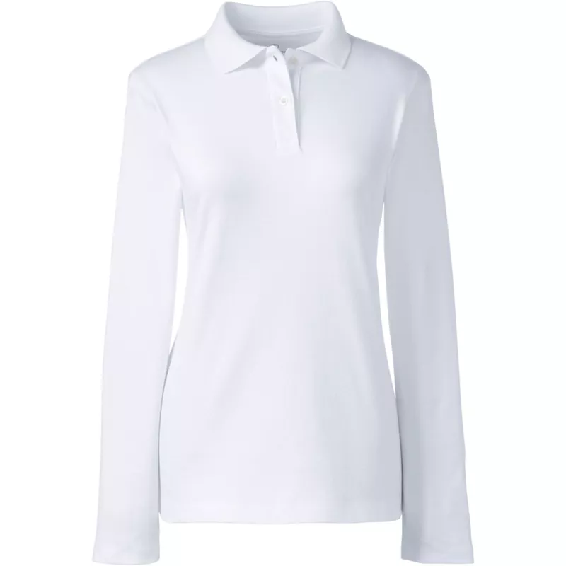 Women's Long Sleeve Feminine Fit Interlock Polo Shirt, Front