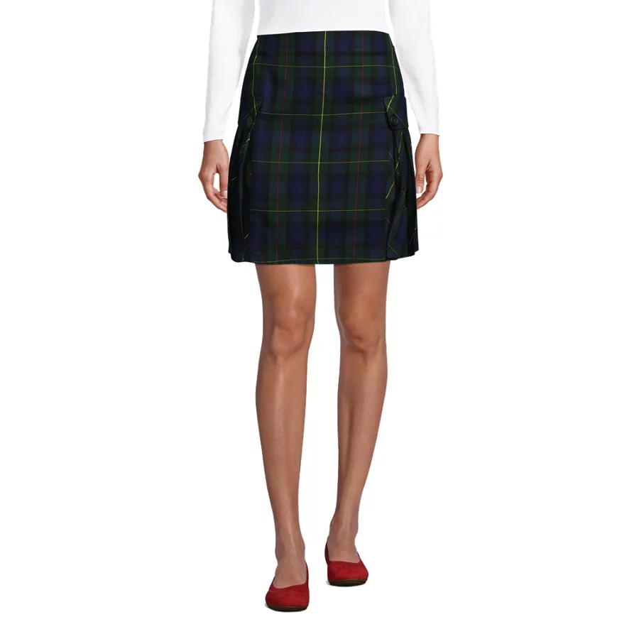 School Uniform Girls' Side Pleat Plaid Skort Above The Knee view 5