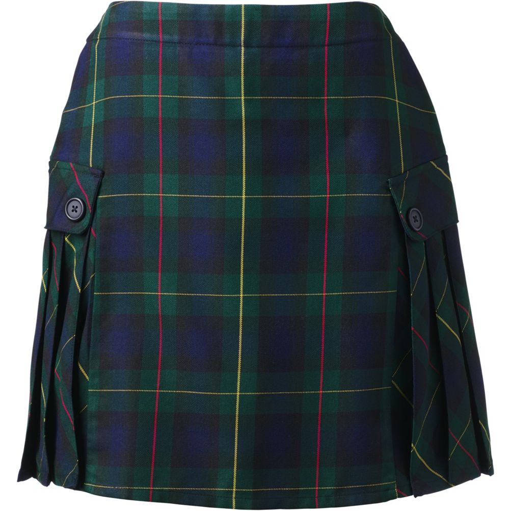 Lands end outlet red plaid skirt