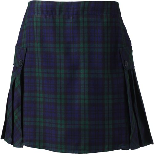 Lands End Plaid Tartan Mini Skirt w Attached Shorts Elastic Waist - GIRLS  Sz 8