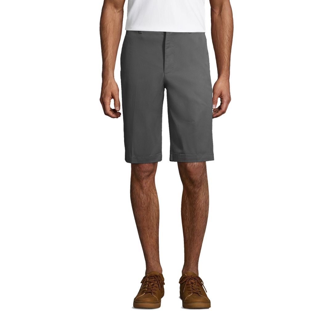 Men's Long Plain Front Blend Chino Shorts
