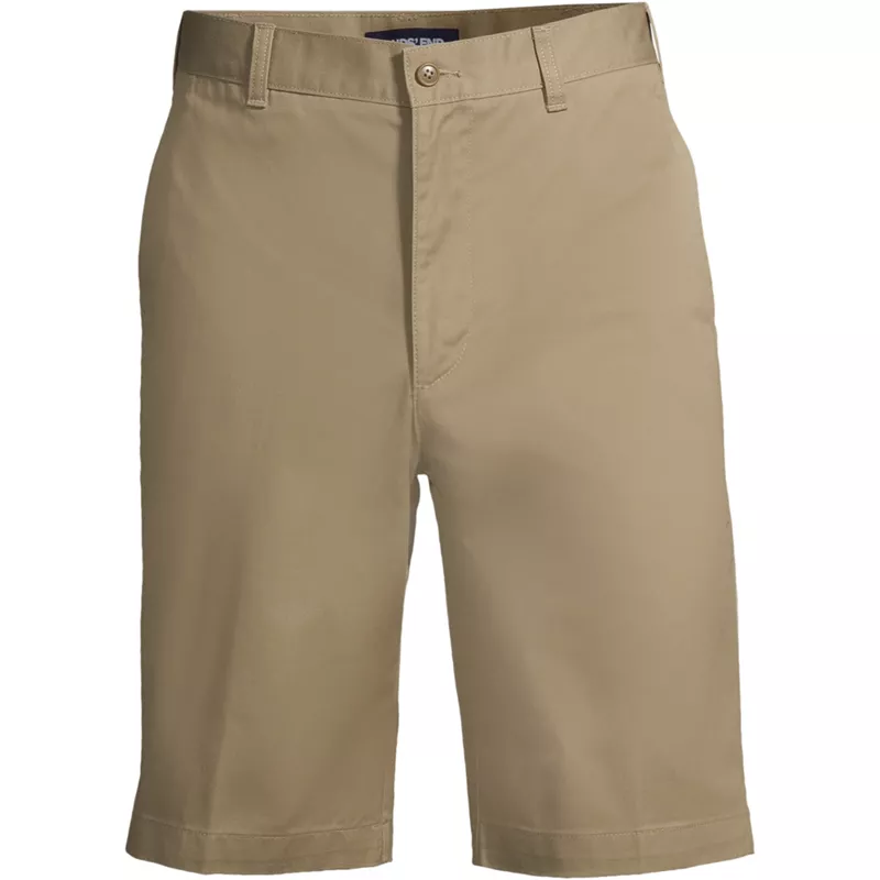 Men's Long Plain Front Blend Chino Shorts, Front
