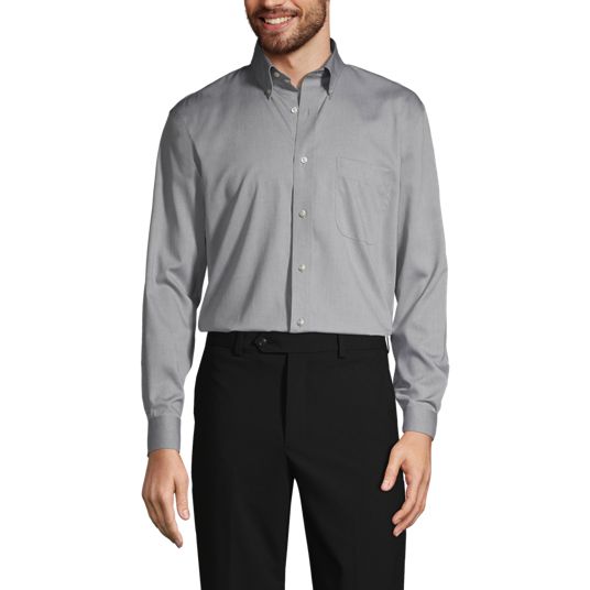 mens gray dress shirt Hisdern Men's Light Grey Shirt Formal Wear Regular Fit with Pocket 3XL main image 1