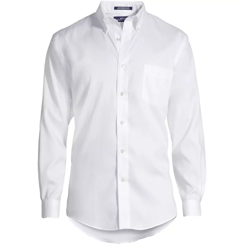 School Uniform Men's Big Long Sleeve Buttondown No Iron Pinpoint Shirt, Front