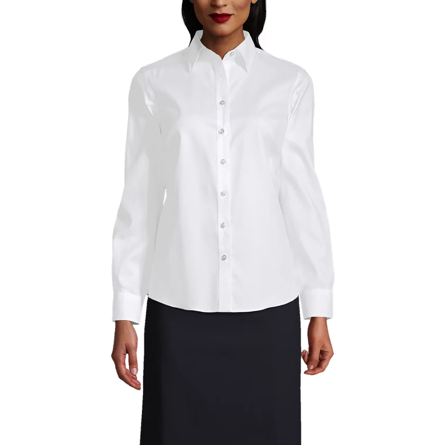 School Uniform Women's Long Sleeve No Iron Pinpoint Shirt view 2
