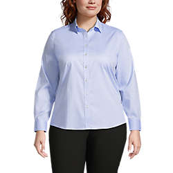 Women's Plus Size No Iron Pinpoint Shirt, Front