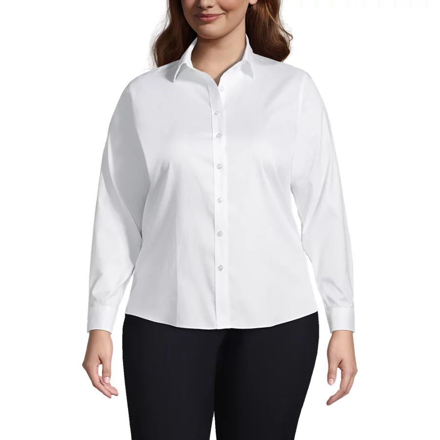 School Uniform Women's Long Sleeve No Iron Pinpoint Shirt view 3