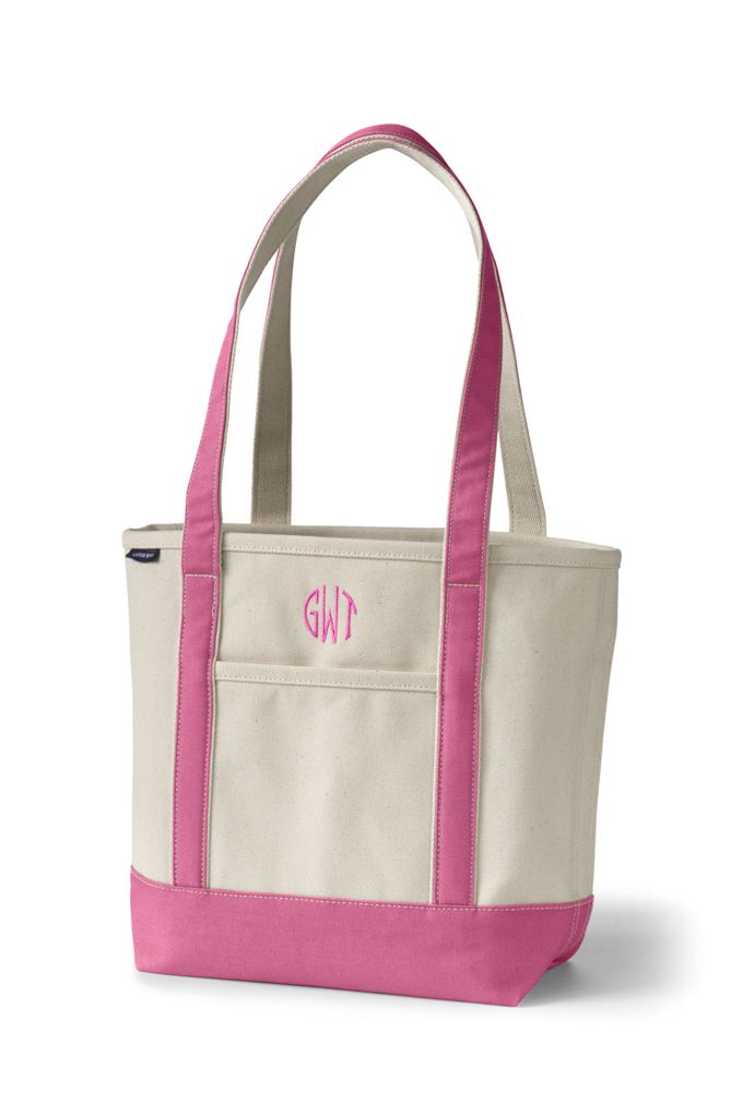 Image of Medium Natural Open Top Long Handle Canvas Tote Bag - Lands' End - Ivory