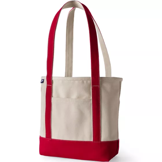 Medium 5 Pocket Open Top Long Handle Canvas Tote Bag - primary