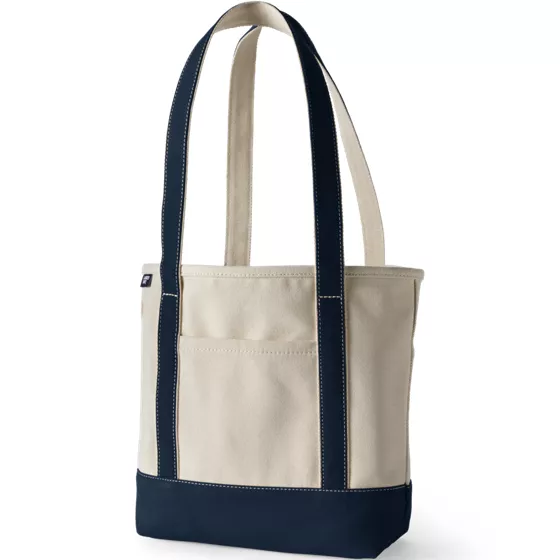 Medium 5 Pocket Open Top Long Handle Canvas Tote Bag - primary
