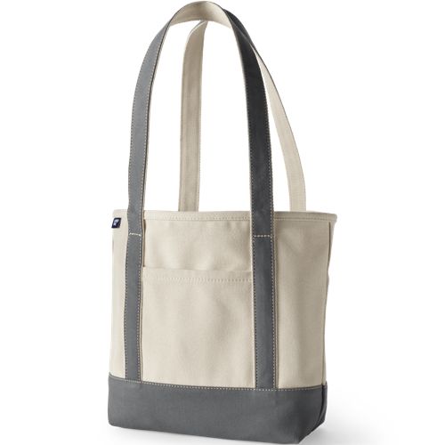 Natural Open Top Long Handle Canvas Tote Bag