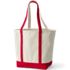 Large Natural 5 Pocket Open Top Long Handle Canvas Tote Bag, Back